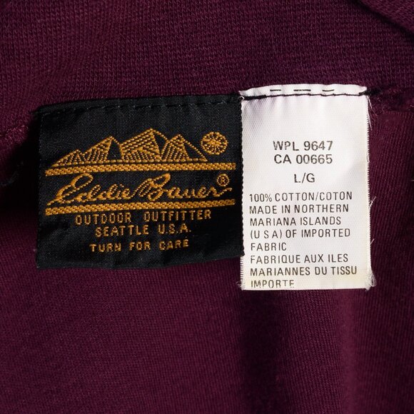 Vintage Eddie Bauer Mens Large Turtleneck Sweater Maroon Made in USA - Picture 3 of 3